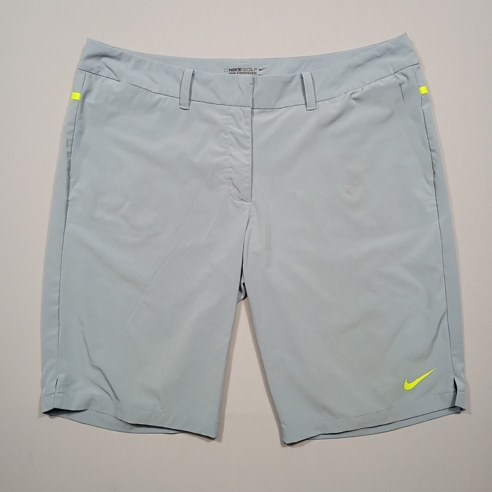 Nike Golf Shorts Womens 14 Dri-FIT Tour Performance Grey Neon Athletic Golfing